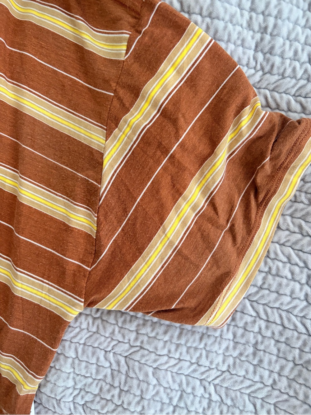 RVCA Brown & Yellow Striped Cropped Tee - Picture 5 of 7